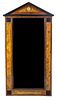 * A Biedermeier Parcel Ebonized Fruitwood and Burlwood Pier Mirror Height 74 1/2 x width 36 3/4 inches.