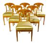 * A Set of Six Biedermeier Parcel Gilt Satinwood Side Chairs Height 26 inches.