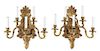 A Pair of Neoclassical Style Gilt Bronze Five-Light Sconces Height 17 1/2 inches.