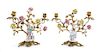 A Pair of Meissen Porcelain and Gilt Bronze Figural Candelabra Height 12 inches.