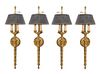 A Set of Four Gilt Bronze Sconces Height 24 1/4 inches.