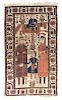 A Persian Pictorial Wool Rug 5 feet 8 inches x 3 feet 8 inches.