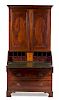 A George III Style Mahogany Secretary Bookcase Height 85 1/2 x width 42 1/4 x depth 23 1/2 inches.