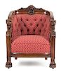 A William IV Carved Mahogany Armchair Height 39 x width 32 x depth 33 inches.