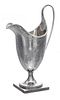 A George III Silver Creamer, Hester Bateman, London, 1782, of slender cylindrical form, worked to show floral swags and ribbons.