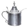 A George III Silver Mustard Pot with Glass Liner, Hester Bateman, London, 1788, of cylindrical form with a hinged lid, worked to