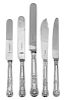 A William IV, Victorian and Edward VIII Silver Flatware Service, Various Makers, King's pattern, comprising: 12 fish knives with