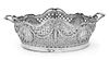 * A German Silver Basket, Likely Hanau Maker, 19th Century, having an openwork lattice decorated body with foliate and ribbon fe