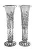 A Pair of American Silver Vases, S. Kirk & Son, Baltimore, MD, each of the bodies decorated with an elaborate garden scene, one