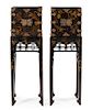 * A Near Pair of Chinese Black Lacquered Cabinets on Stands Height 45 1/4 inches overall.