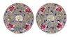 * A Pair of Chinese Export Famille Rose Porcelain Shallow Dishes Diameter 8 inches.