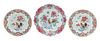 * Three Chinese Export Famille Rose Porcelain Plates Width of largest 10 7/8 inches.