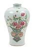 * A Chinese Export Famille Rose Porcelain Meiping Vase Height 13 1/4 inches.