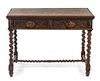 A Renaissance Revival Carved Oak Library Table Height 30 1/2 x width 42 x depth 26 3/4 inches.