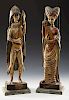 2 Wood and Polychrome Commedia dell'arte Figures