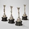 Four Continental Silver Figural Candlesticks