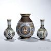 Three Mettlach Etched Stoneware Vases