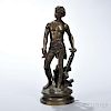 After Adrien Etienne Gaudez (act. France, 1845-1902)       Grand Tour Bronze Male Allegorical Figure "Devoir,"