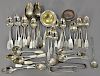 Russian silver group of flatware and serving pieces, marks consist of 1879HE 84, 1889 AR 84, etc. 31 t oz.