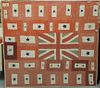 Union Jack and Blue Stars applique quilt, stretched and in plexiglass. 74" x 80" Provenance: Property from Credit Suisse's Americana...