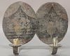Pair of tole candle sconces with remnants of original paint, early 19th century. ht. 16in., wd. 11 1/4in.