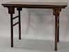 Chinese altar table with rectangular top on turned legs. ht. 32in., top: 19 1/2" x 46 1/2"