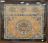 Kesi silk dragon embroidered panel, tan silk ground having dragon panels with colored silk and gold thread, 18th to 19th century. 33...