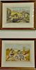 Set of three chromolithographs from American Sporting Scenes published Bradlee Whidden, Edward Knobel Hunting Running Rams, Frank H....