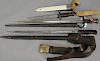 Three military bayonets including one by Wm. Solinger, a U.S. by Ross Rifle Co., and the last with press marks. lg. 14 1/2in. to 25 ...