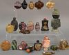Collection of twenty-three hardstone and quartz snuff bottles to include stipple green, tiger eye, amethyst, agate, etc.