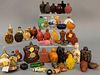 Collection of fifty Oriental snuff bottles to include hardwood, glass, ceramic, porcelain, cinnabar style enameled, etc., 20th century.