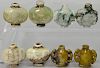 Four pairs of carved jadeite and hardstone snuff bottles.  ht. 2 1/4in.