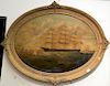 William Gay Yorke (1817-1892) oval oil on canvas American Ship SPIRIDION