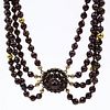 Vintage 1950's Garnet and 14 Karat Yellow Gold Necklace with 18 Karat Yellow Gold Beads