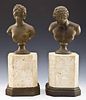 Pair Classical Style Busts with Stone Bases