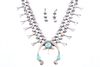 Vintage Navajo Squash Blossom Necklace Earring Set
