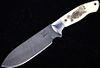 Blackfeet Warrior Scrimshaw Bone Damascus Knife