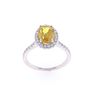 Halo Yellow Sapphire Diamond & 18k White Gold Ring