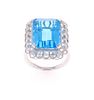 Elegant Blue Topaz Diamond & 14k White Gold Ring