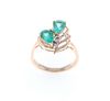 Triple Heart Emerald Diamond 18k Yellow Gold Ring