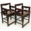 Pair of 18/19th Century Chinese Lacquered Carved Rosewood Arm Chairs