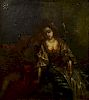 Antique Continental Oil Painting on Canvas "Romantic Couple"