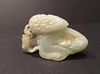 ANTIQUE Large Chinese White Jade Hand Boulder with carvings, 17th-18th Century, 3 1/2" x 2 1/4" x 1 1/4" wide