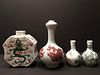 OLD Chinese Famille Rose Dragon Bottle and vases, marked