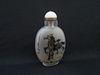 Old Chinese Glass Snuff Bottle with reverse painting, 3" high