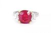 A Platinum Burma Ruby and Diamond Ring