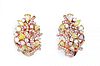 A Pair of Multi-Colored Diamond Cluster Earrings