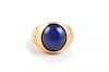 A Gold Star Sapphire and Diamond Men's Ring