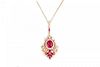 A Ruby, Rubellite and Diamond Pendant Necklace