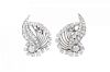 A Pair of 1950s Platinum and Diamond Flame Earrings